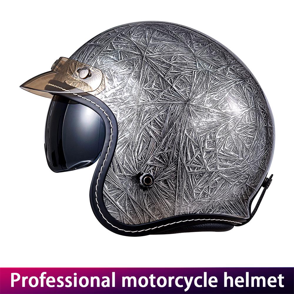 Retro Motorcycle Half Helmet Three-Quarter Cruise Style with Chin Curtain Unisex Four Seasons Universal with Visor M