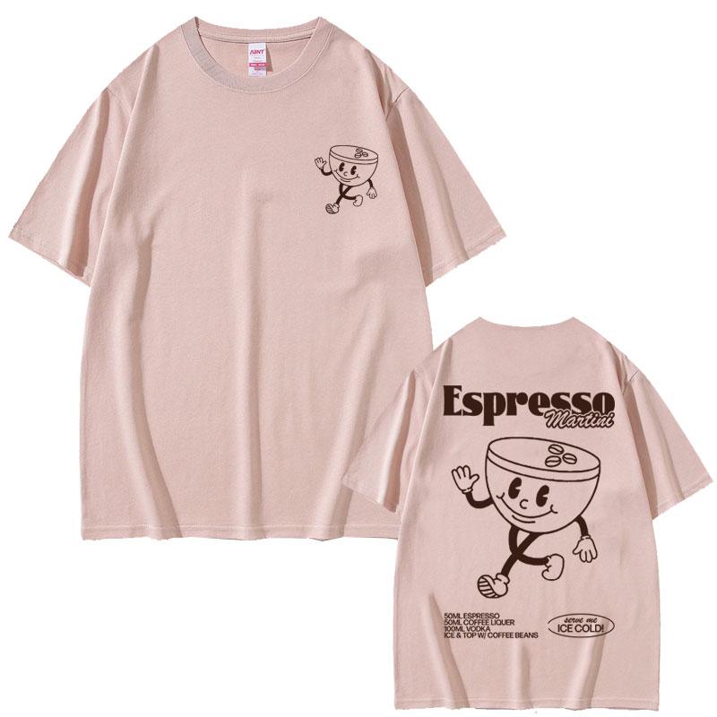Funny Espresso Martini Cocktail Graphic T Shirt Male Vintage Cartoon Oversized Tshirts Unisex Womens Casual Loose Cotton Tshirt