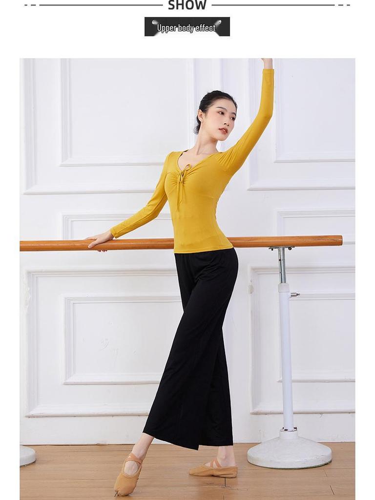 Damen Übergröße Modern Dance Modal Weitbein-Hose für Frühling/Sommer - Locker, Klassischer Chinesischer Stil Übungskleidung