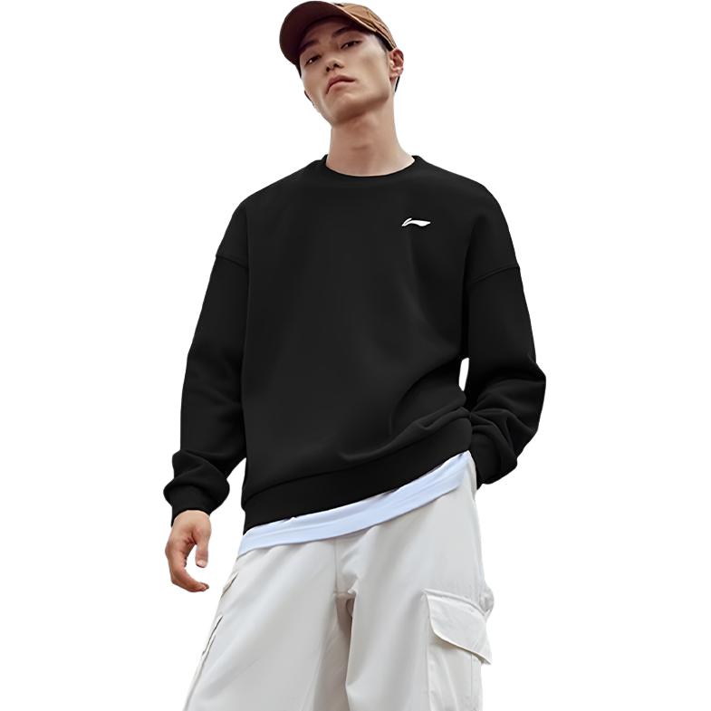 Li-Ning Pullover Hoodless Sports Casual Comfortable Crew Neck Sweatshirt Men Sweatshirt AWDE252-1