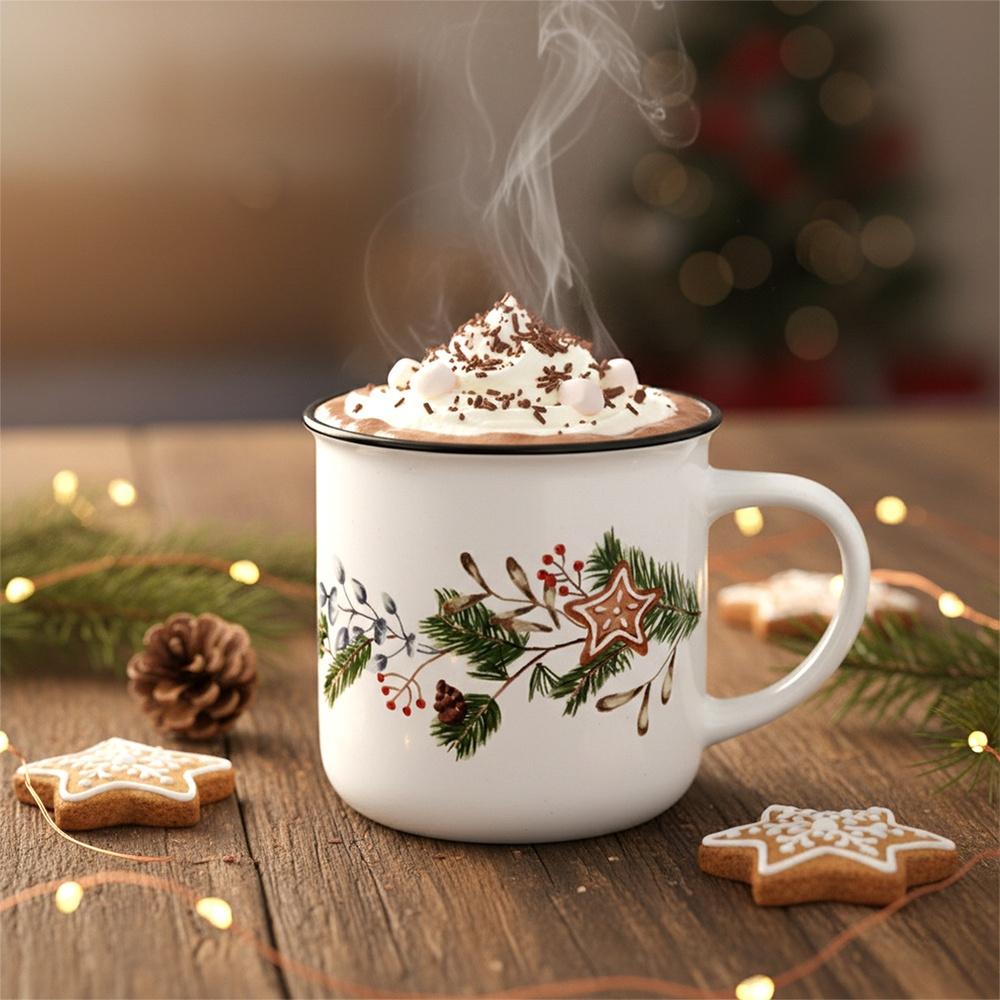 Kubek Ceramiczny do Kawy Herbaty Ziół Napojów Zimowy Świąteczny 330 ml