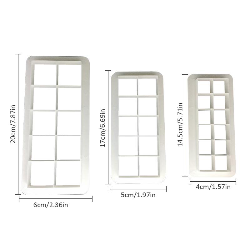 3pcs Square Geometric Cutters Fondant Cookie Cutter Geometry Cake Mold Fondant Mold Cake Decorating Tools Kitchen Baking