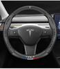 DIY Carbon Fiber Leather Car Steering Wheel Covers Luxury Car Steering-wheel Cover For Model 3 Model X Model S Model Y