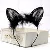 1Pc Cat Ears Feathers Lace Fox Ears Headbands Women Cute Costume Kids Hairbands Dance Party Headwear Hair Accessories