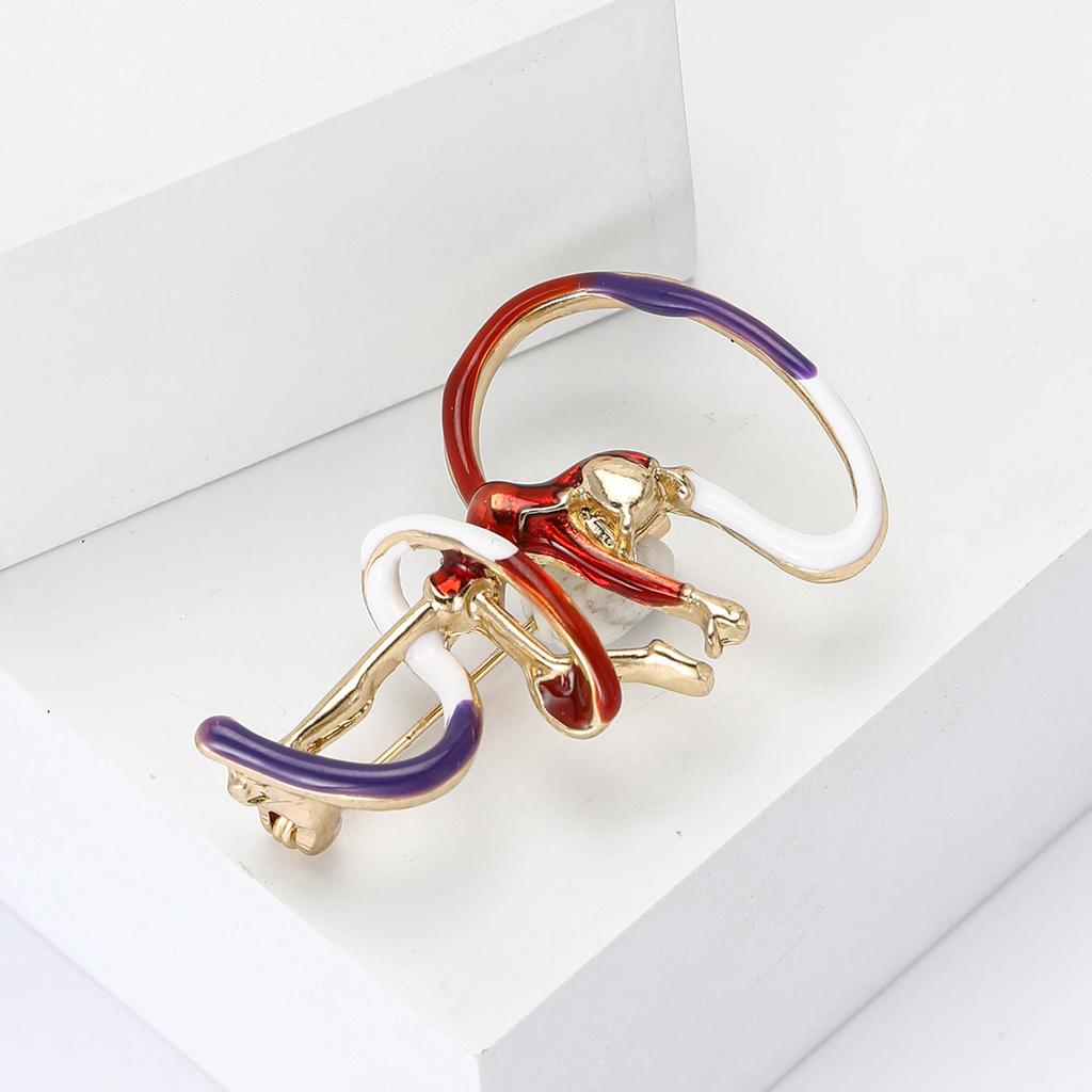 Personalized Fashion Alloy Enamel Gymnastics Girl Brooch Creative Versatile Women'S Clothing Corsage Jewelry Pin
