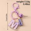 Fashion Purple Tassel Alphabet Keychain 26 Initials Letter Key Ring for Women Girls Handbag Pendants DIY Handmade Jewelry Gifts