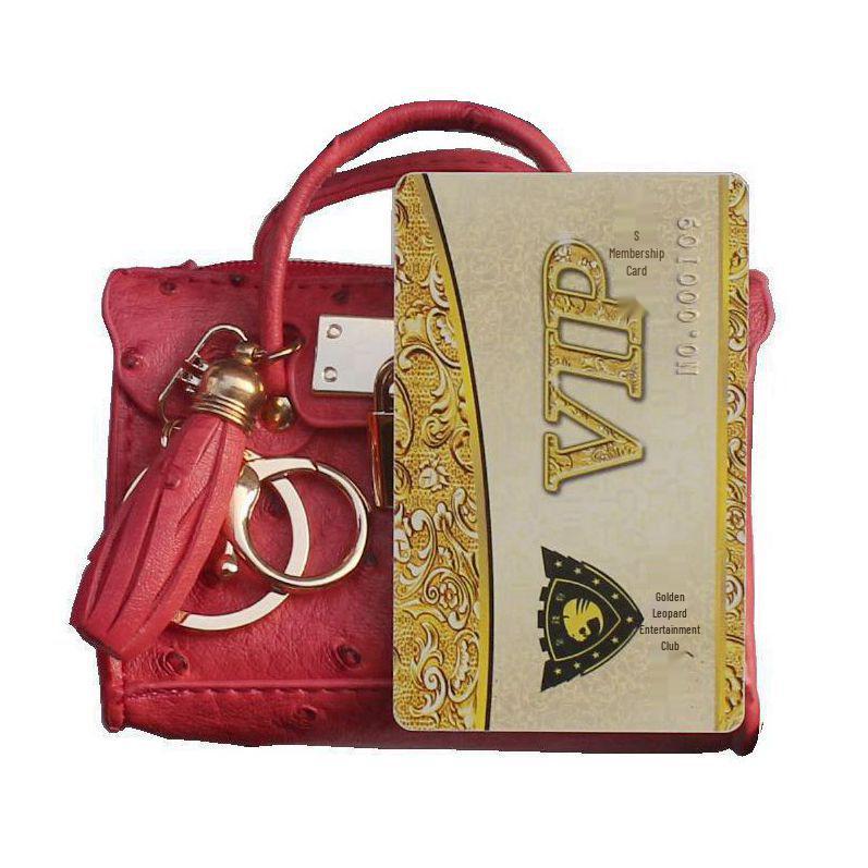 Fashion Tassel Ostrich Pattern Mini Handbag & Key Holder