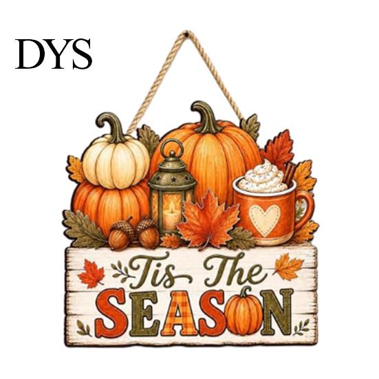 Sunflower Plaid Door Hanger Fall Wooden Hanging Sign, Autumn Scarecrow & Pumpkin Maple Leaf Decorative Wall Art for Home Hanger, Harvest Thanksgiving