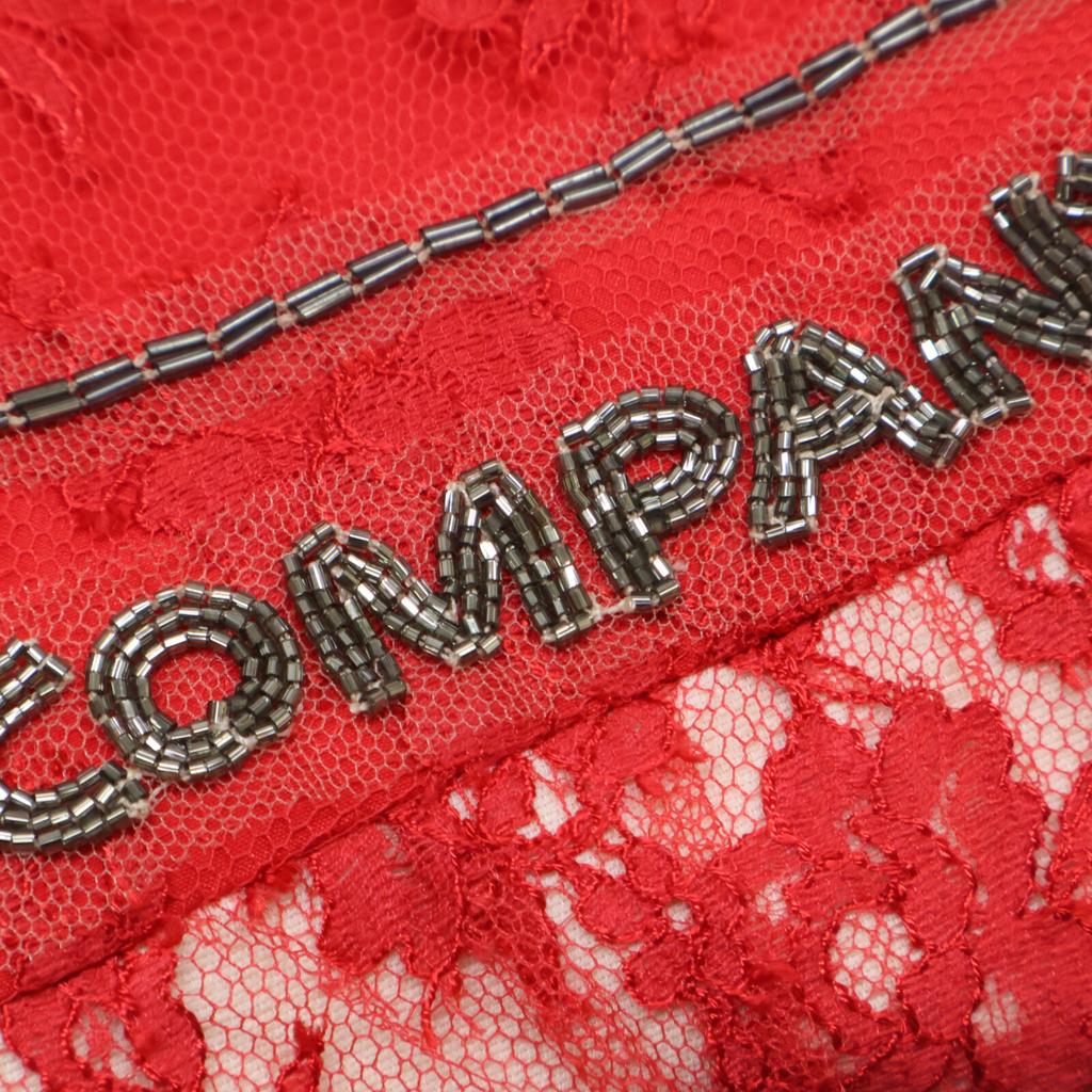 GUCCI 543335 2018 Paramount Sequin Logo Lace Bi-Color Dress dress 36 Red xIvoryUsed