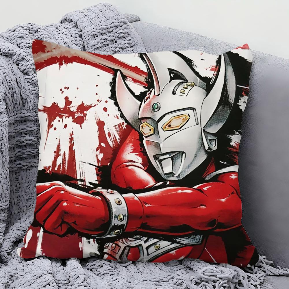 U-Ultraman Animated Hero Pillow Case Square Pillow Bedroom Sofa Leisure Comfort Cushion Car Living Room Home Decoration 40X40