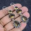 Natural Smoky Topaz Gemstone Handmade 925 Sterling Silver Earring 2.56" b7D32