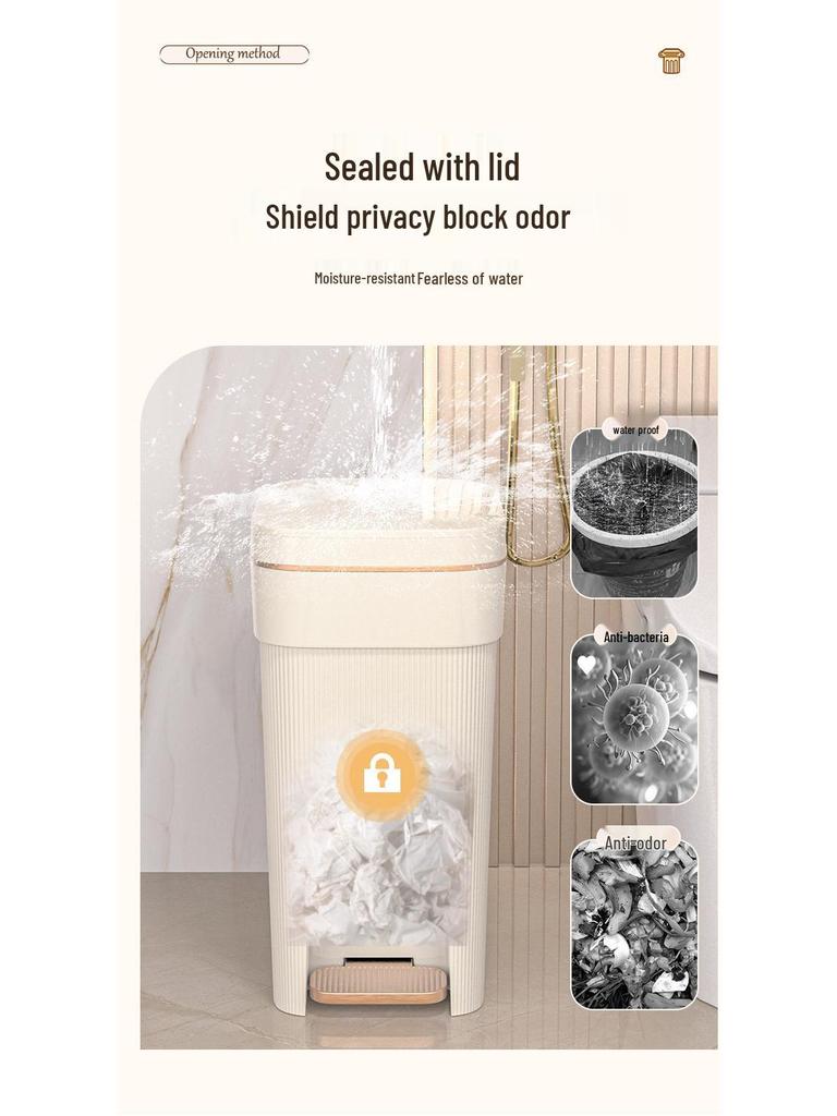 Pedalstyrd soptunna med lock för hemmabruk: Badrum, Kök, Sovrum