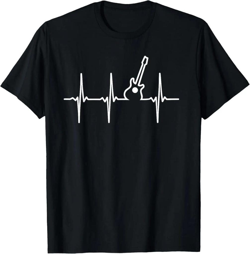Guitar Heartbeat Instrument Gift T-Shirt Music Lovers Rock Unisex Summer Soft Tops Custom Printed Graphic Shirts Camisetas