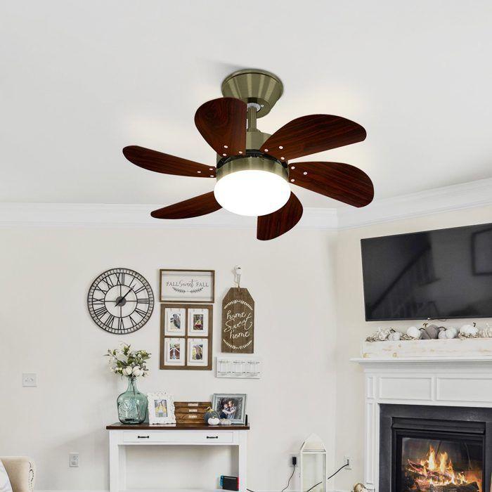 Ventilateur de plafond silencieux NETTLIFE – 6 pales, Douille E27, Bronze antique, 75 cm, télécommande minuterie, chambre/salon