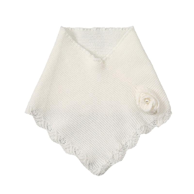 Women Winter Knit Waves Edge Turtleneck Faux Collar Elegant Flower Detachable Pullover Triangular Scarf Wrap Neck Warmer