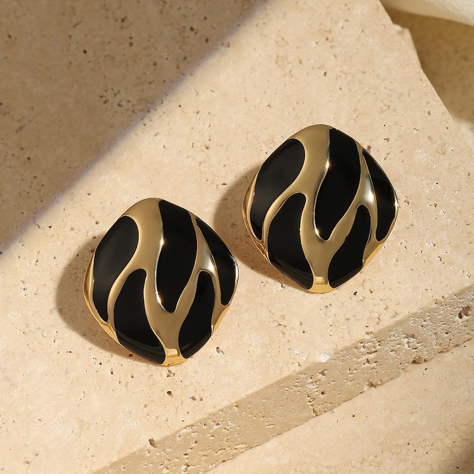 Htpwe Stainless Steel Dripping Round Butterfly Stud Earrings Women 18k Gold Couple Holiday Gift Earrings Party Daily Zircon