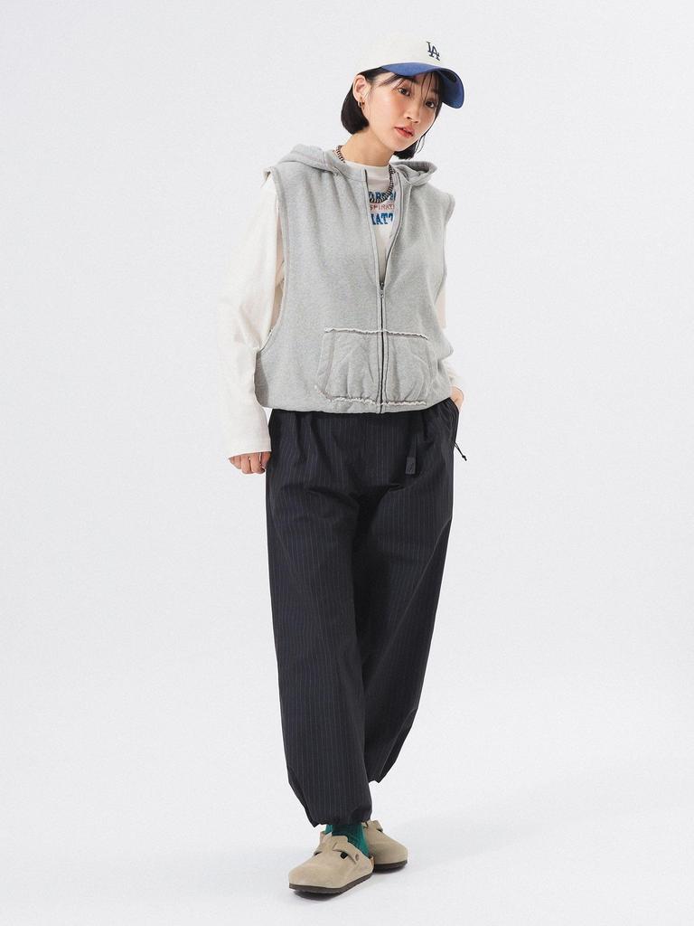 Beams Boy Women's Sleeveless Full-Zip Hoodie, T.GREY, One Size