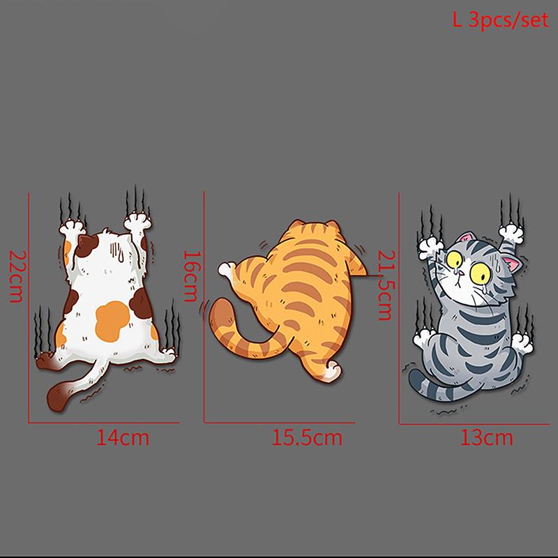 

3 шт. забавные наклейки для автомобиля с изображением домашних животных, кошек, лазающих кошек, наклейки для укладки животных, украшения кузова автомобиля, креативные наклейки, аксессуары для декора L