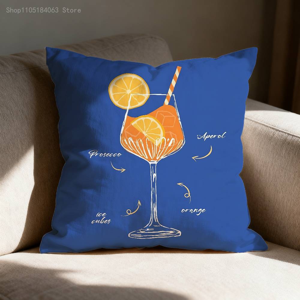 A-Aperol Spritz Kissenbezug für 45x45cm 40x40cm 55x55cm 50x50cm 30x30cm Quadratischer Auto-Kissenbezug Hülle