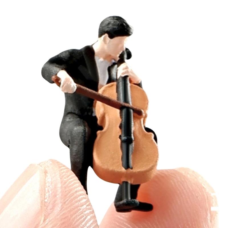 Resin Miniature Figures of Violin Players in 1/64 Scale Ideal for Long Term Decors and Artistic Projects