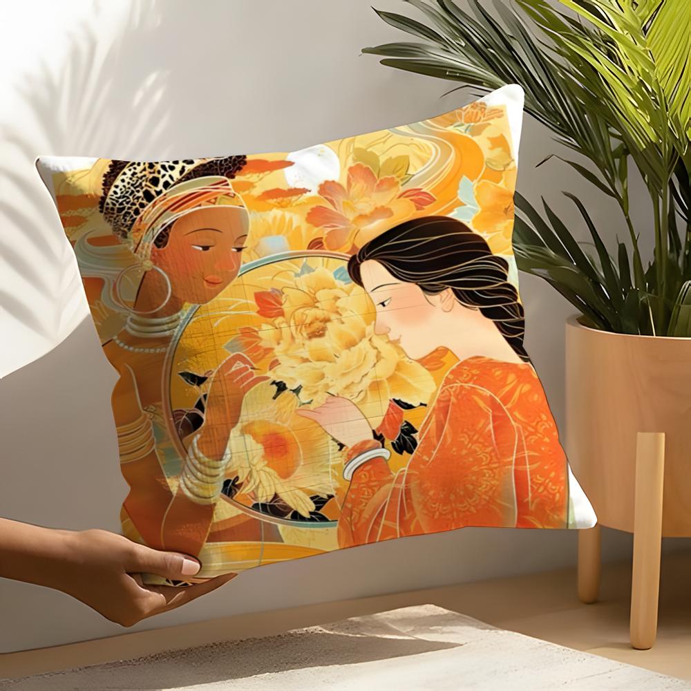 3 Retro Japanese Style Prints Pillow Case Home Living Room Decoration Linen Pillowcover Pillow Cases Cushion Cover