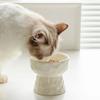 Non-slip Ceramic Pet Bowl High Foot Design, Creative Slanted Flat Mouth Food Water Feeding Basin for Cat Dog