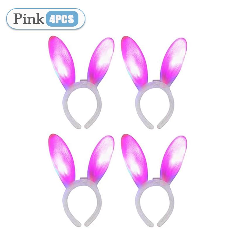 1-20PCS Easter Bunny Ears Headband LED Glow Plush Rabbit Ear Bunny Girl Cosplay Costume Easter Decoration Bunny Hair Accessories