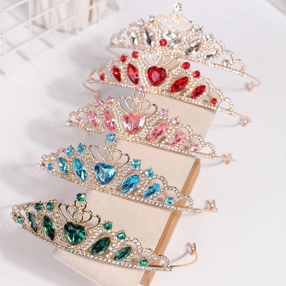 Bling Bling Crystal Headpiece Crown Heart-Shaped Children's Crown  Ballet Performance