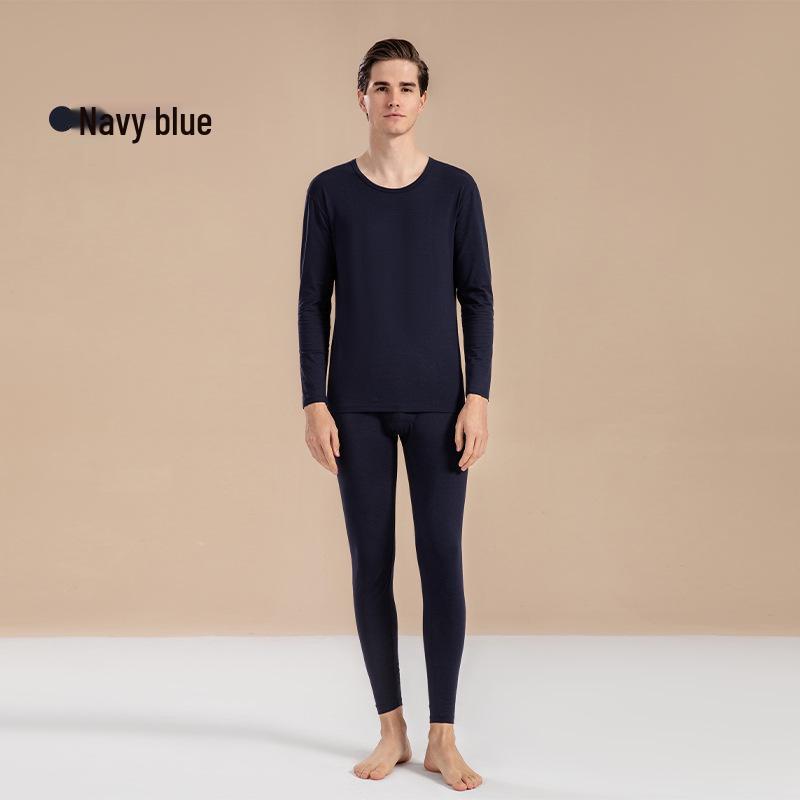 Men's Autumn Pure Cotton Thermal Set: Long Johns & Base Layer Shirt