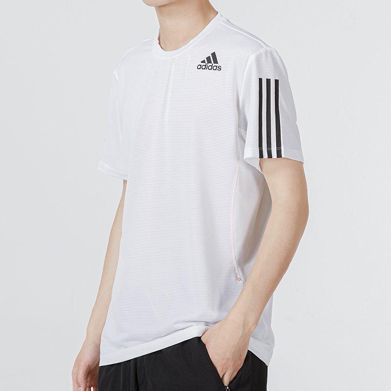 Adidas T Shirts Men's White Crew Neck Moderate Straight Fit H16877