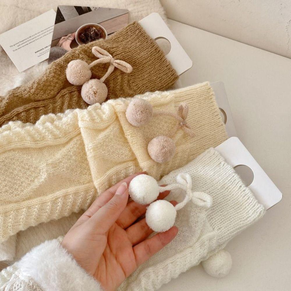 Warm Thermal Thigh Socks Pom Pom Decor Long Stockings Cozy Foot Covers  Winter Season