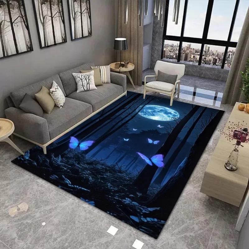 Dreamy Moon Print Large Area Rug Non-Slip Wear-resistant Carpet for Living Room Bedroom Soft Floor Mat Home Decor Fashionable