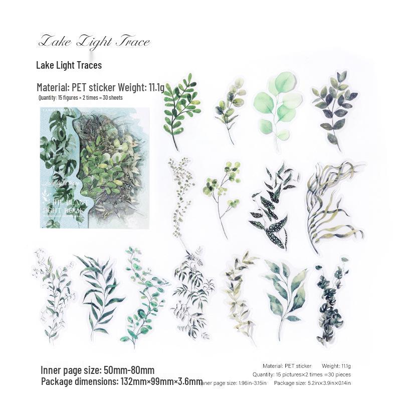 Sugar Poetry Plant Light Scenery Sticker Pack: Fresh Style for Children's Journals, DIY Decor, and Collage Projects.