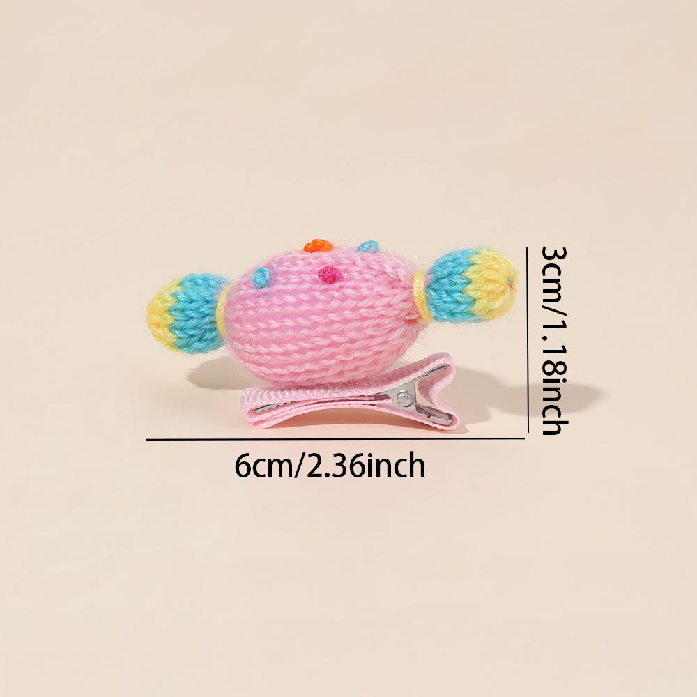 6Pcs New Cute Knit Candy Hair Clips Sweet Macaron Colors Dot Hairpins For Girls Children Trendy Daily Headwear Hair Accessories