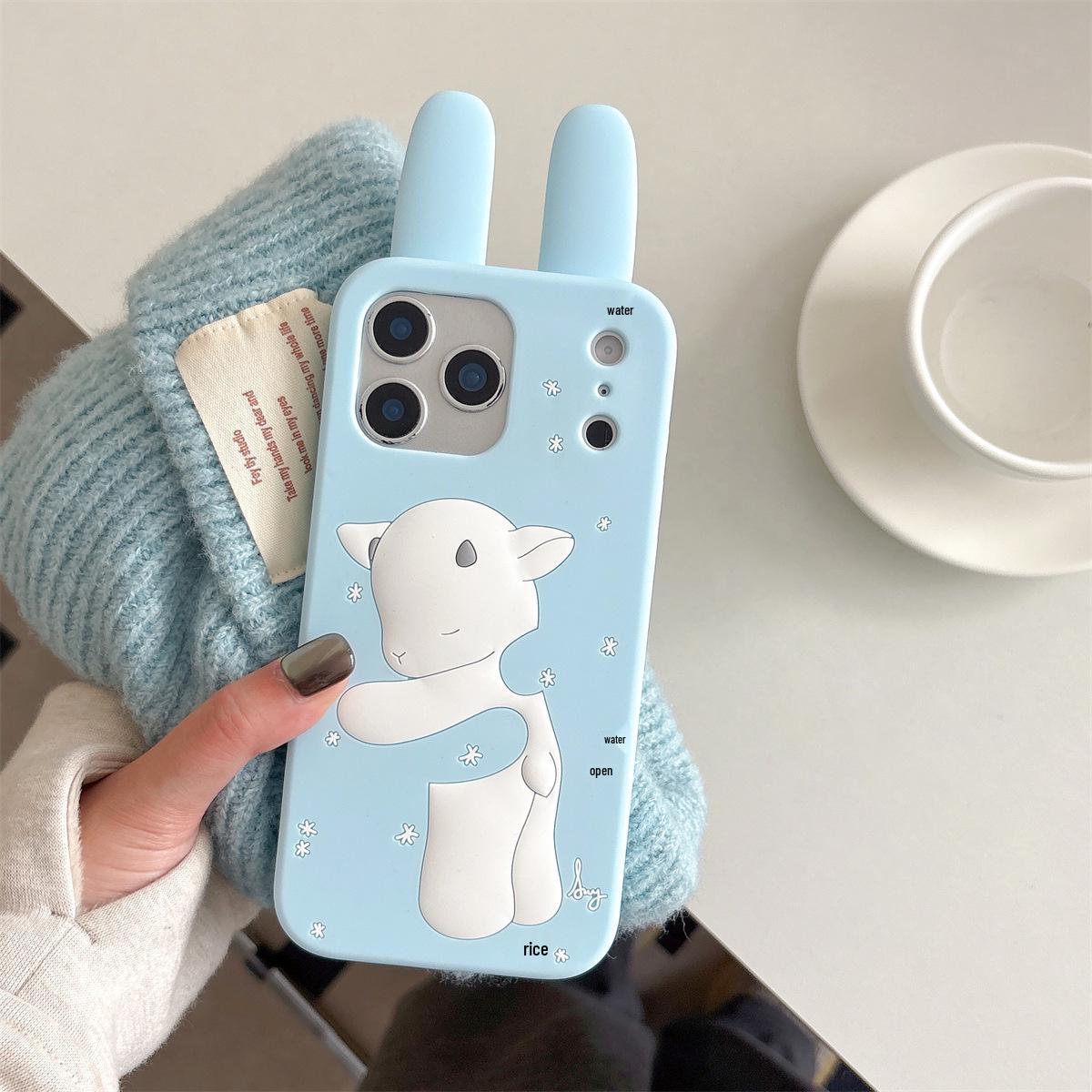 

Vintage Cartoon Rabbit Lamb Anti-Fall Phone Case for iPhone 14/13/ProMax 17Pro Max