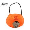 Thick Fabric Candy Pouch Halloween Trick or Treat Bucket, 9.8x5.9 Inch Pumpkin Witch Black Cat Plush Children's Tote Bag, Soft Basket with Handle for