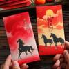 6pcs Traditional Lucky Money Envelopes 2026 Horse Year Red Pocket Money Bag  Marriage Ceremony