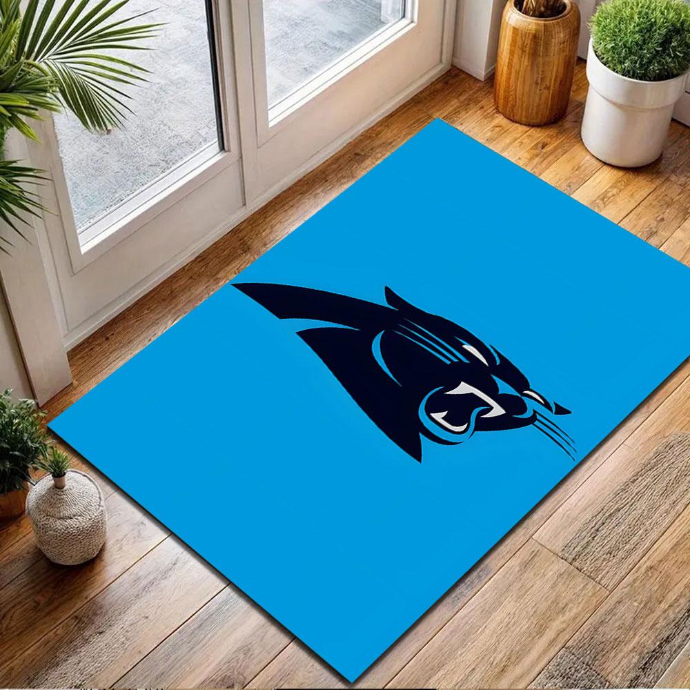 Blue Panther Logo Design Patterned carpet, non slip mat suitable for living room and bedroom sofas