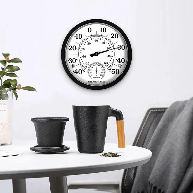 10" Decorative Thermometer Hygrometer Clock for Garden Wall Decor Indoor Outdoor Thermometer Weather Station Temperature Gauge
