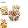 7 Pcs Golden White Dragon Metal Dice Dragon Hollow Metal Polyhedral Dice Set Suitable for Role-Playing RPG  Board Game Card Game
