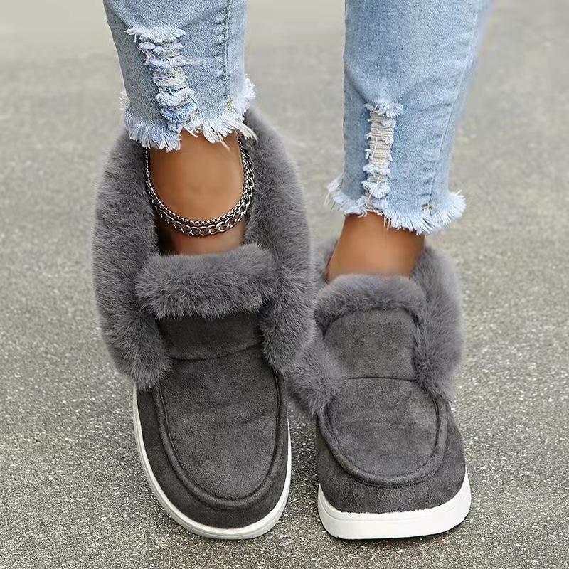 Nouvelles dames sans lacet bottines confortables femmes hiver chaud en peluche fourrure bottes de neige chaussures en daim chaussures féminines Botas Femininas
