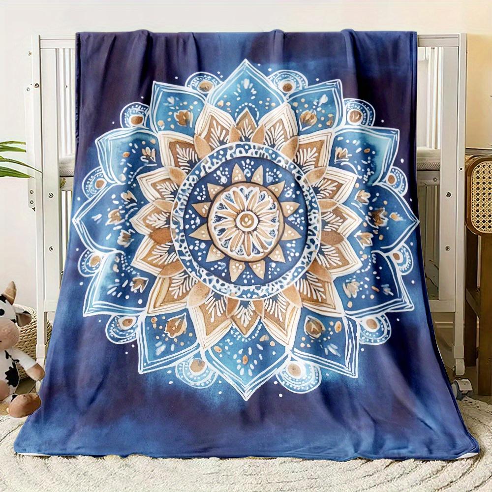 Bohemian Mandala HD Print Lightweight Flannel Throw Blanket - Soft, Warm & Durable for Travel, Camping, Outdoor, Living Room, Of