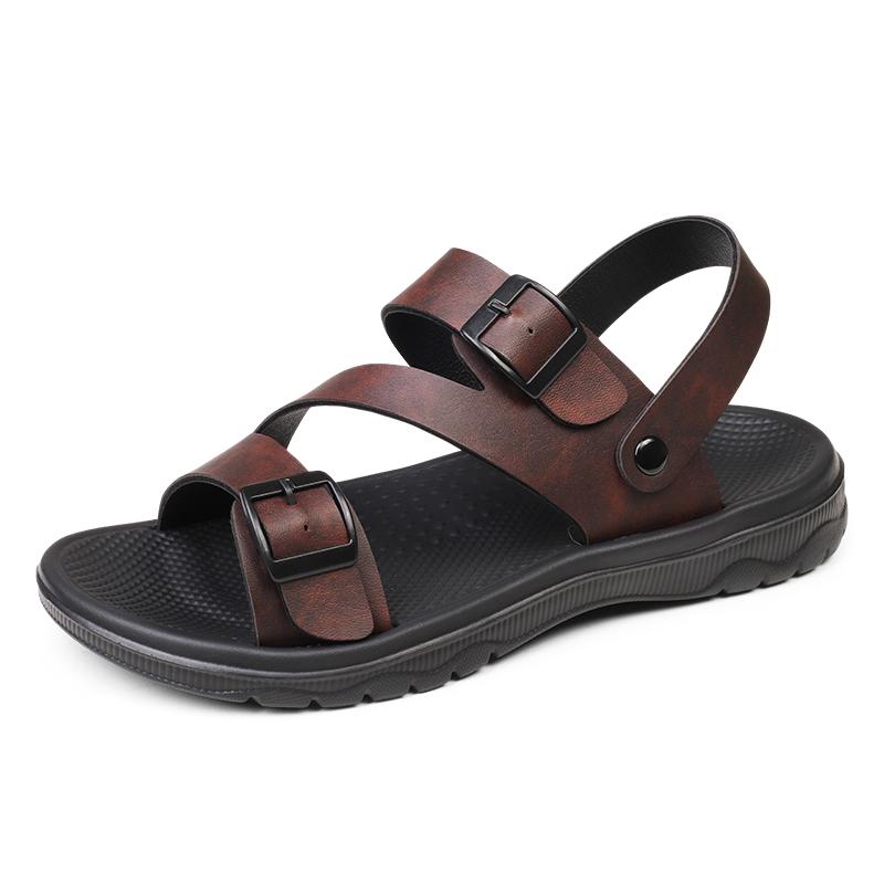 Summer Sandals for Men Outdoor Casual Sport Slippers PU Leather Non-slip Breathable Roman Shoes Beach Flip-Flop Shoes