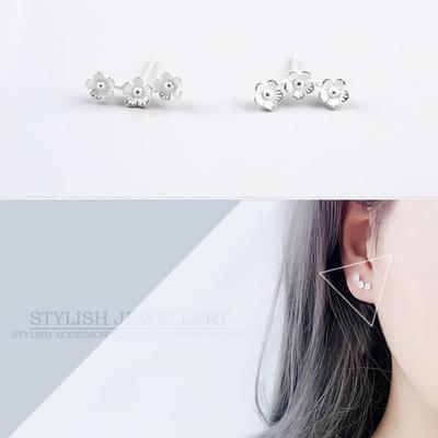 Women's Silver Needle Earrings Daily W157