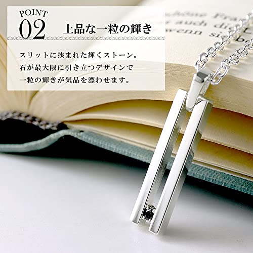 [Shinjuku Gin no Kura] Schlitz-Bar-Halskette für Herren, Sterlingsilber 925, Schlichtes Silber mit Zirkonia-Platte, Bar