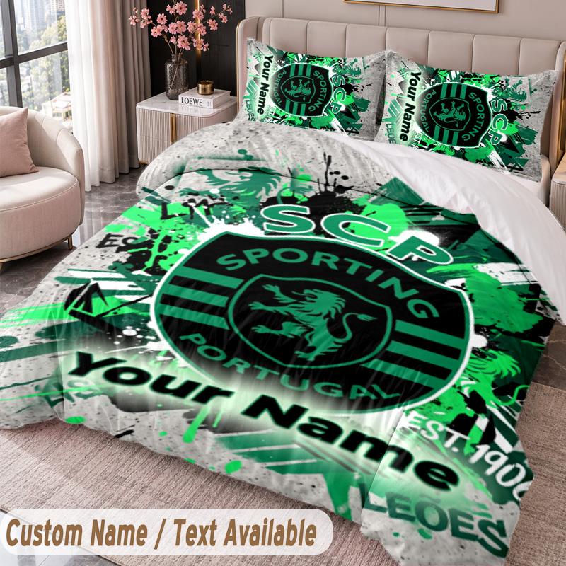Sporting CP Printed Bedding Set Custom Name Text 1 Duvet Cover 2 Pillowcases For Bedroom