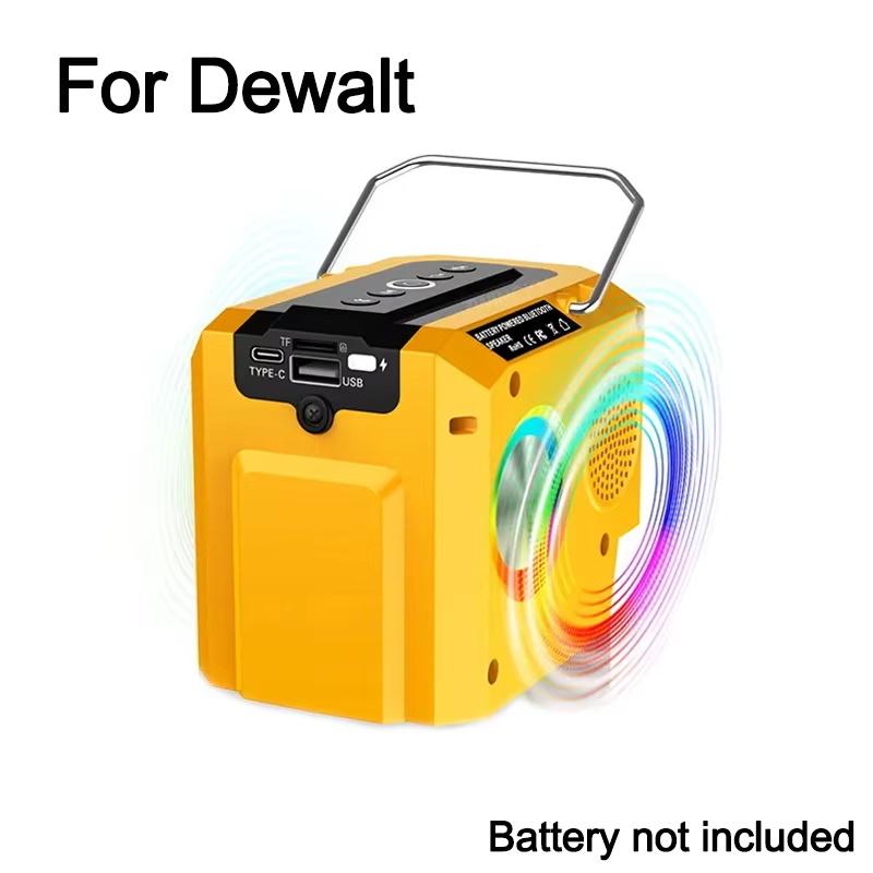 Dual Diaphragm Bluetooth Speaker Cordless Player Loudspeaker For Dewalt/Milwaukee/Bosch 18V Lithium Battery with USB