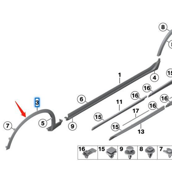 BMW X3 F25 Front Fender Wheel Arch (Primer) - 51777210081/51777210082
