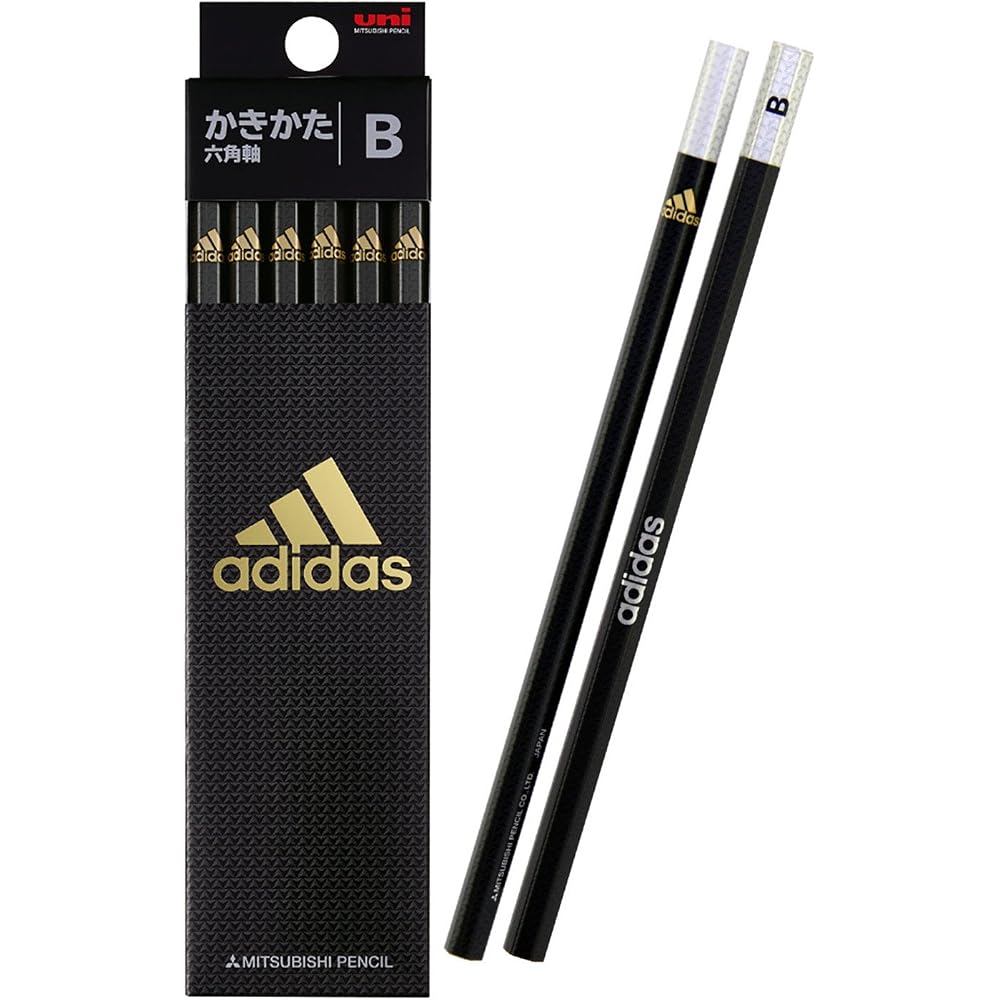 Mitsubishi Pencil Adidas Pencil Uni Drawing Pencil AI04 B Hexagon Shaft Black Gold 1 Dozen K5601B