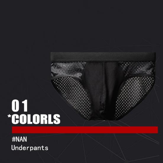 Men Briefs Mesh Stretchy Plus Size Hollow Out Tummy Tightening Underpants for Home
